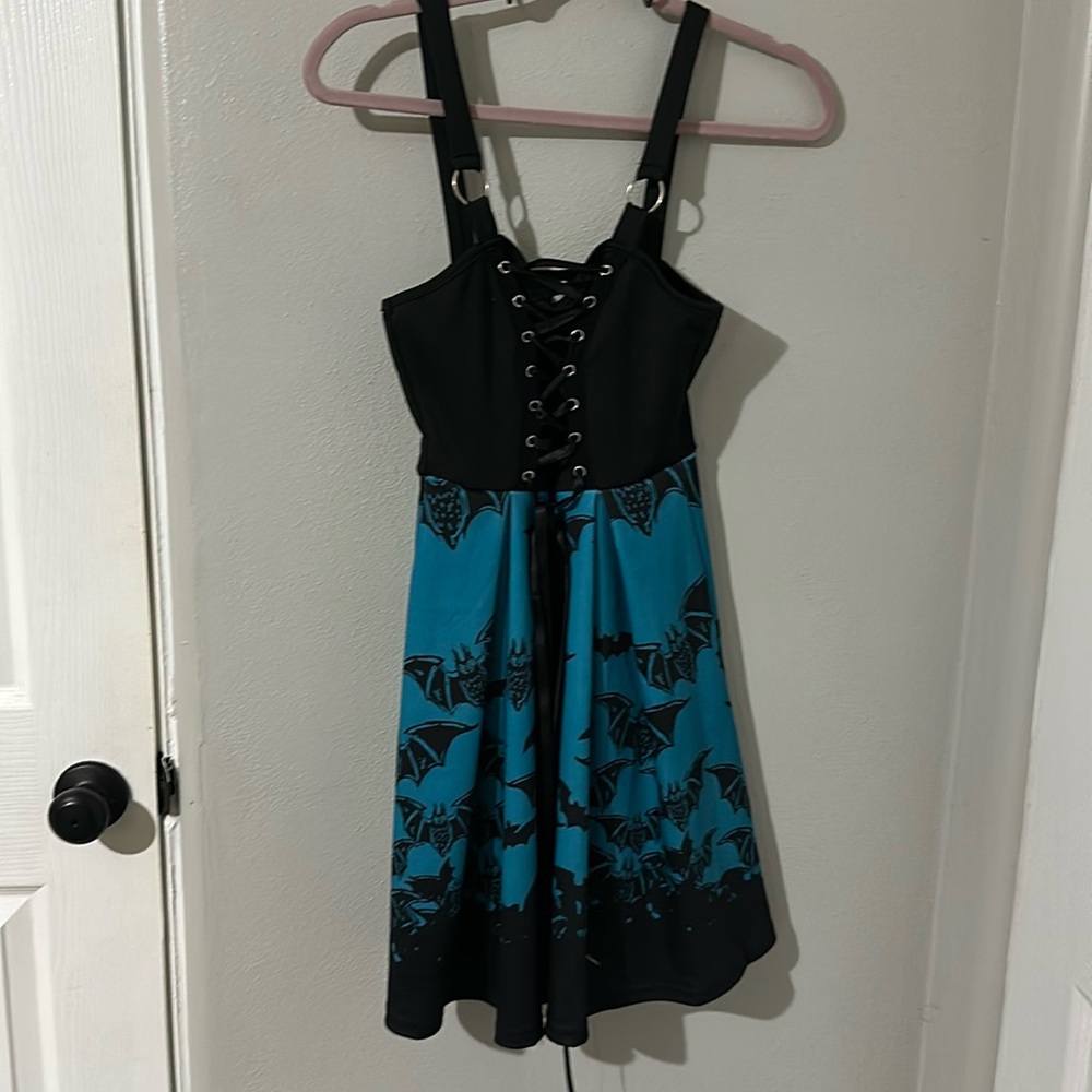 Teal Corset top Bat Dress